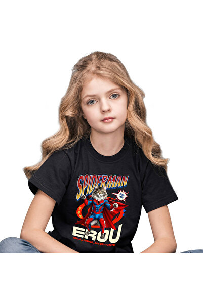 StoryGift Romania Tricou Copii cu Maine Coon Pisica In Costum de SpiderMan cu...