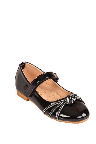 minibonito Girl's Anatomical Sole Stone Shiny Patent Leather Ballerina Shoes
