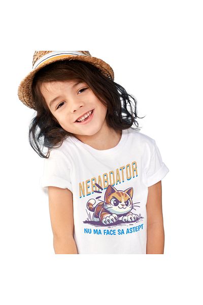 StoryGift Romania Kids T-shirt with Orange Cat, Angry With Claws, Animal Lovers with, White_8ANI