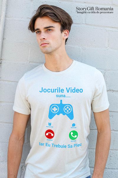 StoryGift Romania Men's T-Shirt with Phone Call Video Game Controller, Call I Have to Go with You, White_M