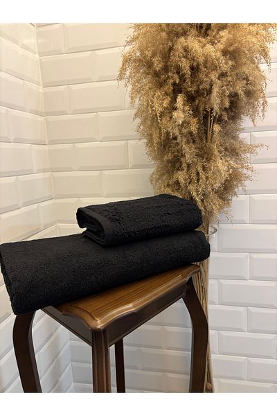 Explore Home 2 Pcs, Cotton, Bath, Towel - Black (Life Gift)