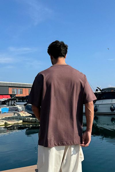 Flaw Wear Basic Brown Crew Neck T-Shirt