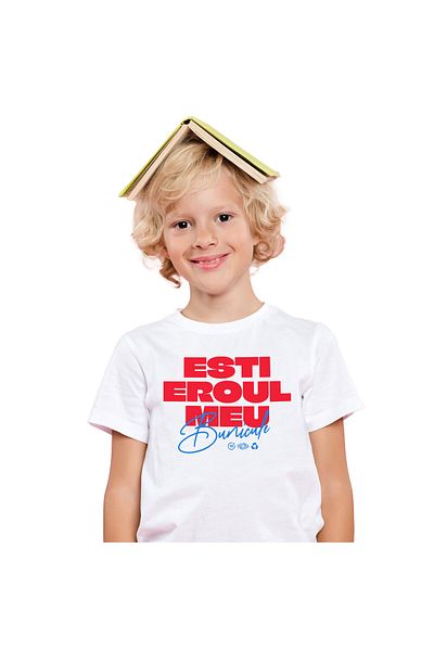 StoryGift Romania Tricou Copii cu Text In Limba Romana Mesaj Esti Eroul Meu Bunicule Familie cu im,White_10ANI