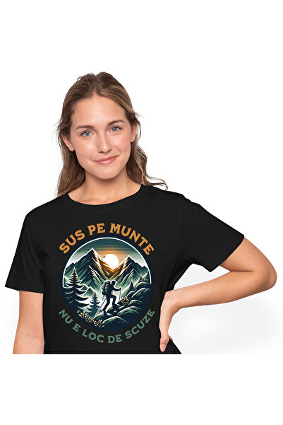 StoryGift Romania Tricou Femei cu Barbat In Varful Muntelui Apus De Soare, Na...