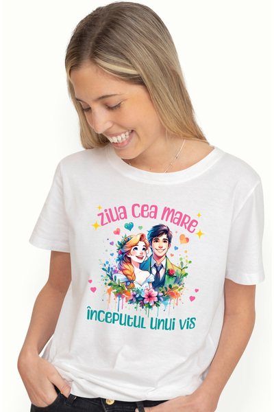 StoryGift Romania Tricou Femei Ziua cea mare inceputul unui vis, Casatorie, D...