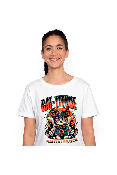 StoryGift Romania Tricou Femei cu Pisica Bizara Stil asiatic Ochii Rosi, Diav...