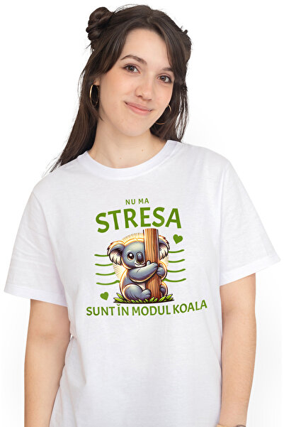 StoryGift Romania Tricou Femei urs koala, nu ma stresa sunt in modul koala cu imprimeu pe Fata, 1 WHT_XS