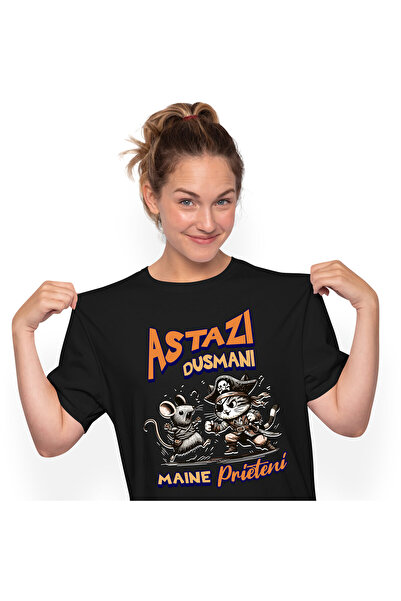 StoryGift Romania Tricou Femei cu Pisica Cu Palarie Pirat Si Soarece Lupta De...