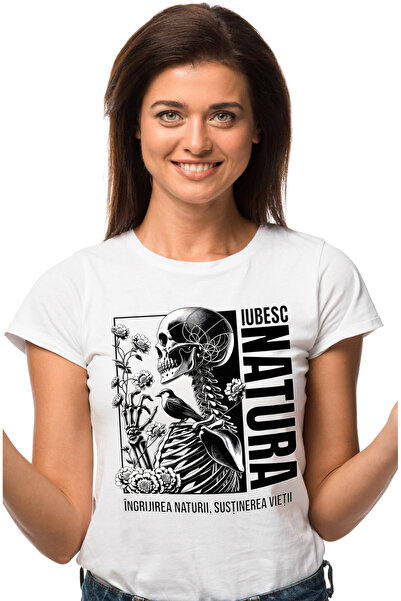 StoryGift Romania Tricou Femei Schelete in natura iubesc natura sanatate cu i...