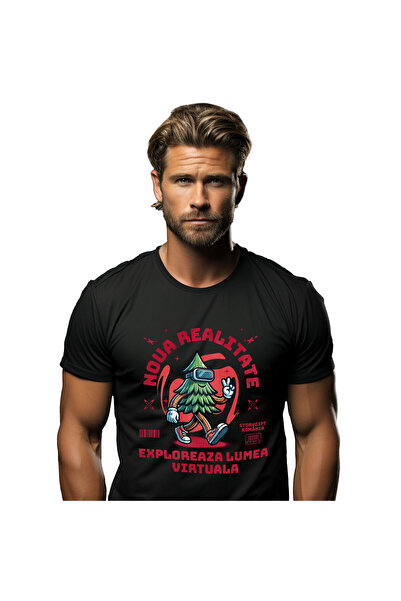 StoryGift Romania Tricou Barbati cu Brad Verde Cu Ochelari VR, Noua Realitate...
