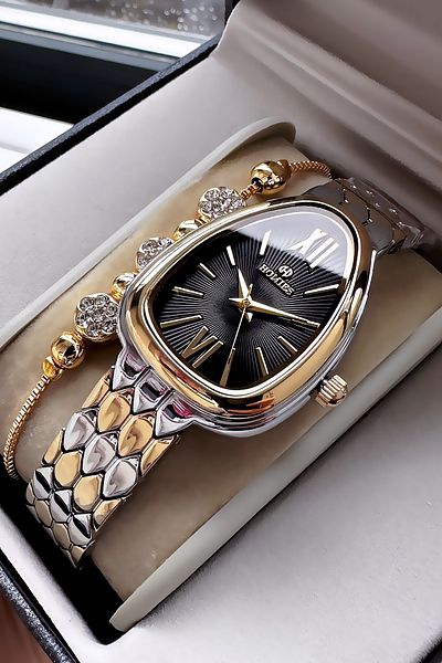 Homies Special Boxed Snake Model Women Wristwatch Waterproof Two Colors Steel Band + Bracelet Hmby2059C3