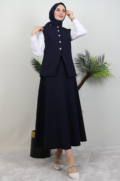 GİYZAMİLA Διπλό Σετ Bella με Φούστα Navy Blue