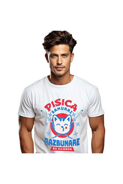 StoryGift Romania Tricou Barbati cu Pisica Cu Lacrima Sange Sabii De Ninja Sa...