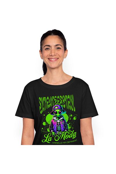 StoryGift Romania Tricou Femei cu Extraterestru Gangster Cu Sapca In Spatiu Infinit, Jocuri Video,,Black_M