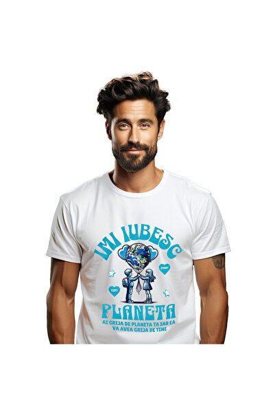 StoryGift Romania Tricou Barbati cu Cuplu Copii Balon Aer Cald Planeta Pamant...