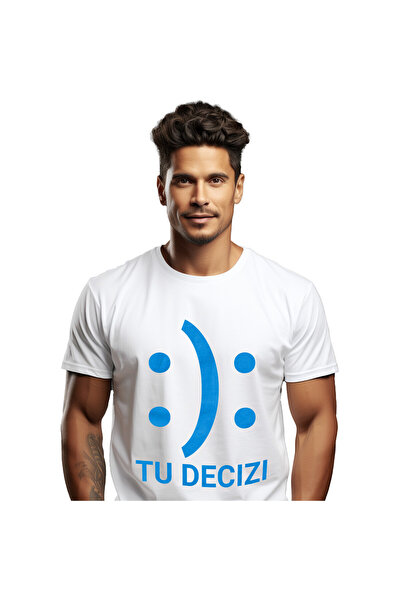 StoryGift Romania Tricou Barbati cu Fata Zambitoare Si Fata Trista Ironie Cop...