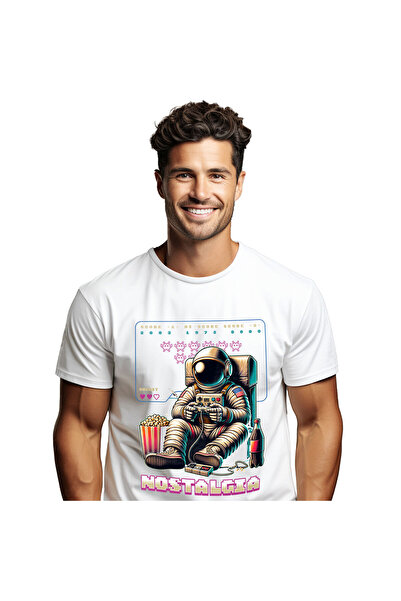 StoryGift Romania Tricou Barbati cu Astronaut In Costum Jucandu-se Jocuri Vid...