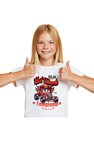 StoryGift Romania Tricou Copii cu Aniamtie Masina Rosie Vintige Hot Wheels Ca...