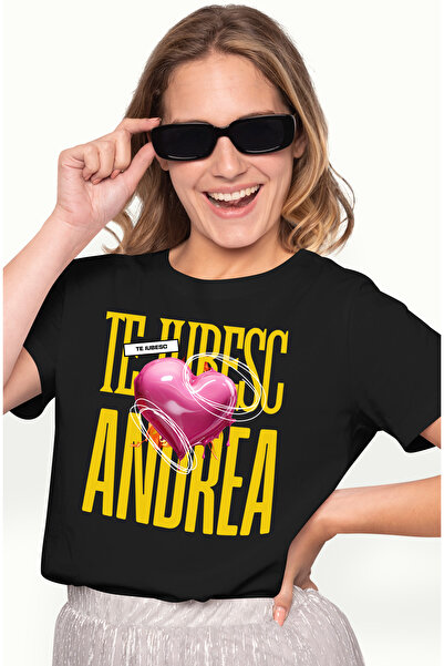 StoryGift Romania Tricou Femei Te Iubesc Andrea, Dragoste, Inima, Iubire, Sfa...