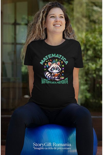 StoryGift Romania Tricou Femei cu Sconcs Cu Caiet Matematica Cifre matematica Materia Mea Preferat,Black_XL
