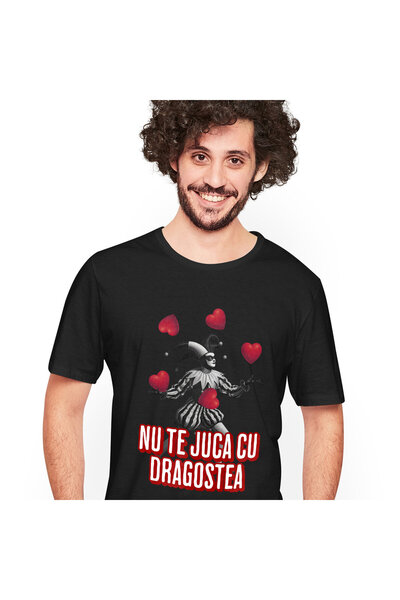 StoryGift Romania Tricou Barbati cu Clovn Jongland Cu Inimi, Dragostea, Valen...