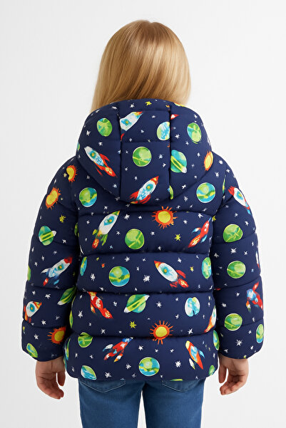 Montstop Дівчачий надувний пуховик з капюшоном і принтом у вигляді НЛО - Пальто та парка