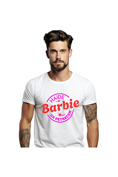 StoryGift Romania Men's T-Shirt with Circle Design Doll Let's Have Fun Kids Print,White_L