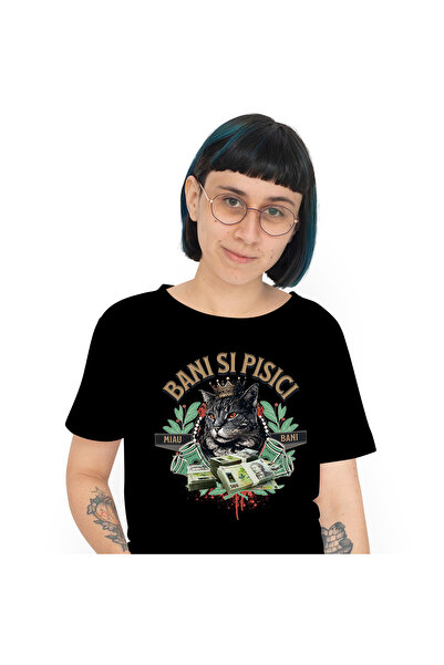 StoryGift Romania Tricou Femei cu Pisica Cu Coroana De Regina Cu Teancuri Ban...