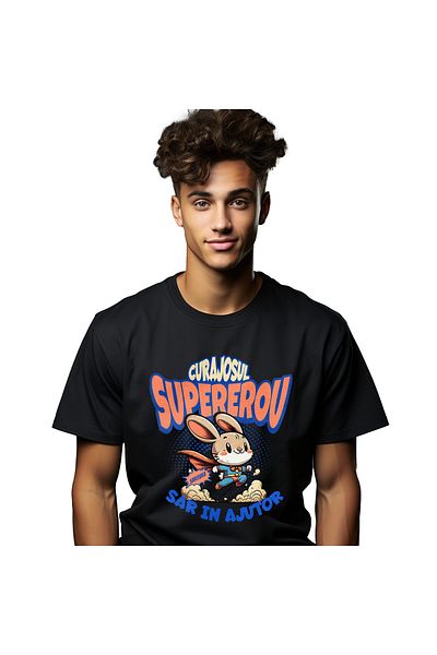 StoryGift Romania Men's T-Shirt with Orange Cat Lifting Weights Gym Superhero Characters c,Black_XS