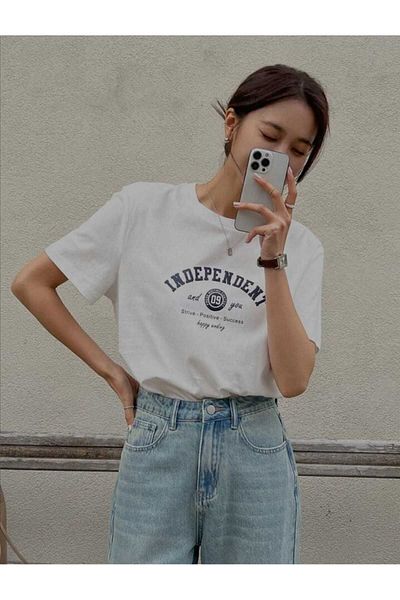 Viyalente Λευκό ανεξάρτητο μπλουζάκι με στάμπα Oversize