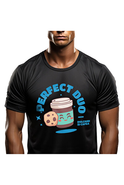 StoryGift Romania Tricou Barbati cu Cuplu Perfect Pahar De Cafea Cu Prajitura...