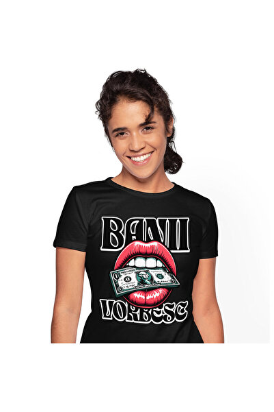 StoryGift Romania Tricou Femei cu Buze Rosii Femeie Cu Bancnota verde Bani Av...