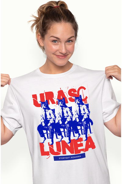 StoryGift Romania Tricou Femei Trei pisici in costum text urasc lunea cu impr...