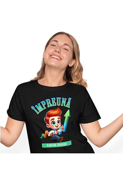 StoryGift Romania Women's T-shirt with Animation Man in Suit with Tie Orange Hair Graphic Poses,Black_S