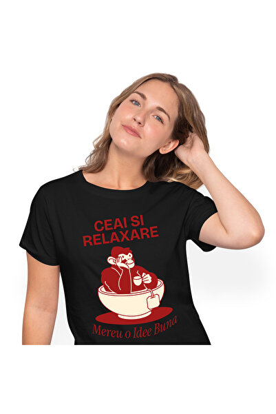 StoryGift Romania Tricou Femei cu Gorila Animal In Cana De Ceai Cu Plic, Rela...