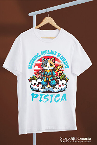 StoryGift Romania Tricou Femei cu Pisica Cu Tinuta Si Sabii De Ninja Motan Iubitorii De Animale cu,White_S