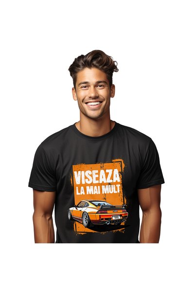 StoryGift Romania Tricou Barbati cu Masina De Curse Modificata Portocalie Mot...