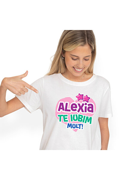 StoryGift Romania Tricou Femei cu Inima Roz Cu Stele Zambitoare, Dragoste Val...