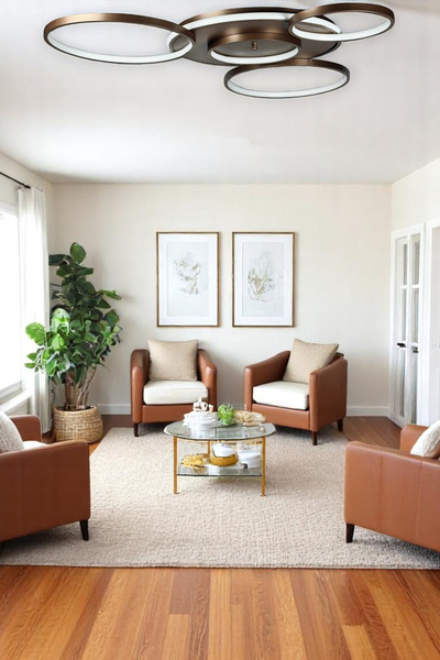 LEGACY Yaman Modern Tasarım Kahverengi Beyaz Ledli Cafe - Mutfak - Salon Led Avize