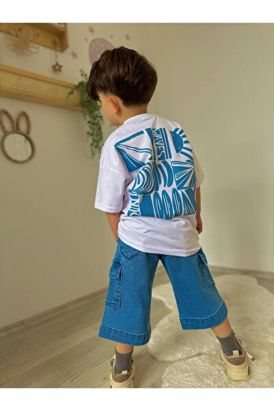 MİNİKO KİDS Boy's Jeans Pocket Capri Model Cotton Shorts Suit