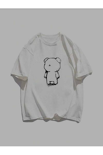 Viyalente Μπλουζάκι White Go Teddy Bear με στάμπα Oversize
