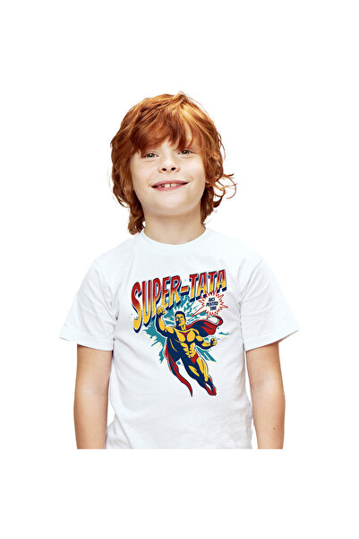 StoryGift Romania Tricou Copii cu Super Erou In Zbor Tata Fiu Familie, Desene Animate, Copii cu im,White_8ANI