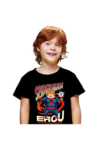 StoryGift Romania Tricou Copii cu Grasa Pisica In Costum de SpiderMan cu Pele...