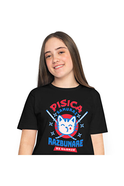 StoryGift Romania Tricou Femei cu Pisica Cu Lacrima Sange Sabii De Ninja Samu...
