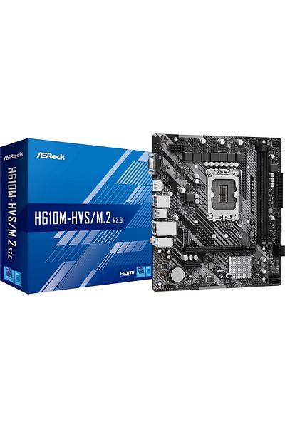 ASROCK H610m-hvs/m.2 R2.0 90-mxbjj0-a0uayz Intel H610 مقبس 1700 Ddr4 3200(OC)mhz Matx Gaming (oyunc)