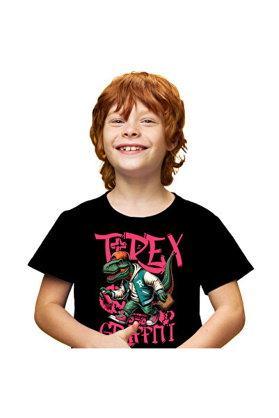 StoryGift Romania Tricou Copii cu Dinozaur T-rex cu Imbracaminte stradala Gan...