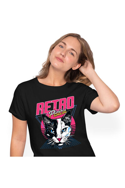 StoryGift Romania Tricou Femei cu Cap Pisica Alb Negru, Discoteca Iubitorii D...