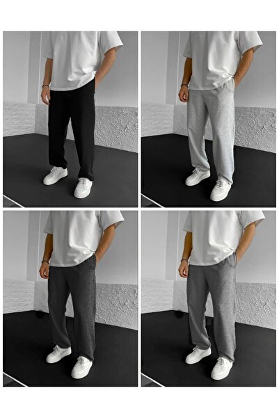 THE WHITE Pantaloni de trening largi, cu picior drept, pentru bărbați, pachet...