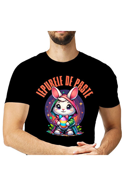 StoryGift Romania Tricou Barbati cu Iepure Alb Cu Pelerina Multicolor Si Papi...