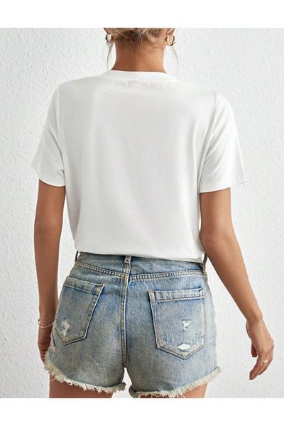 Viyalente Λευκό Red Heart Printed Oversize μπλουζάκι